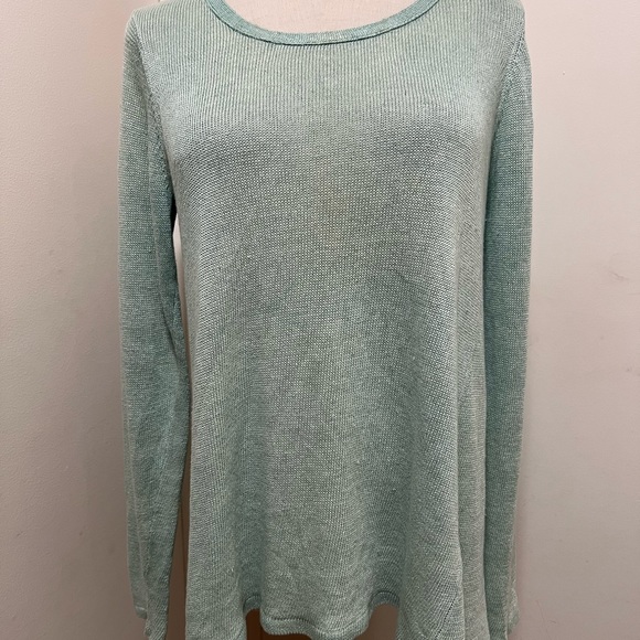 Eileen Fisher Top Womens Absinthe Linen Jersey Long Sleeve Crew Neck PM - Picture 5 of 8